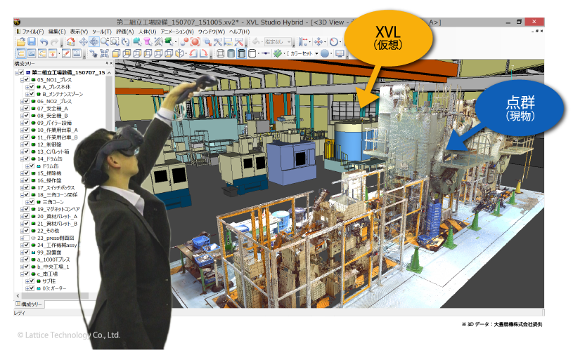 現物と仮想の融合モデル VR 検証イメージ